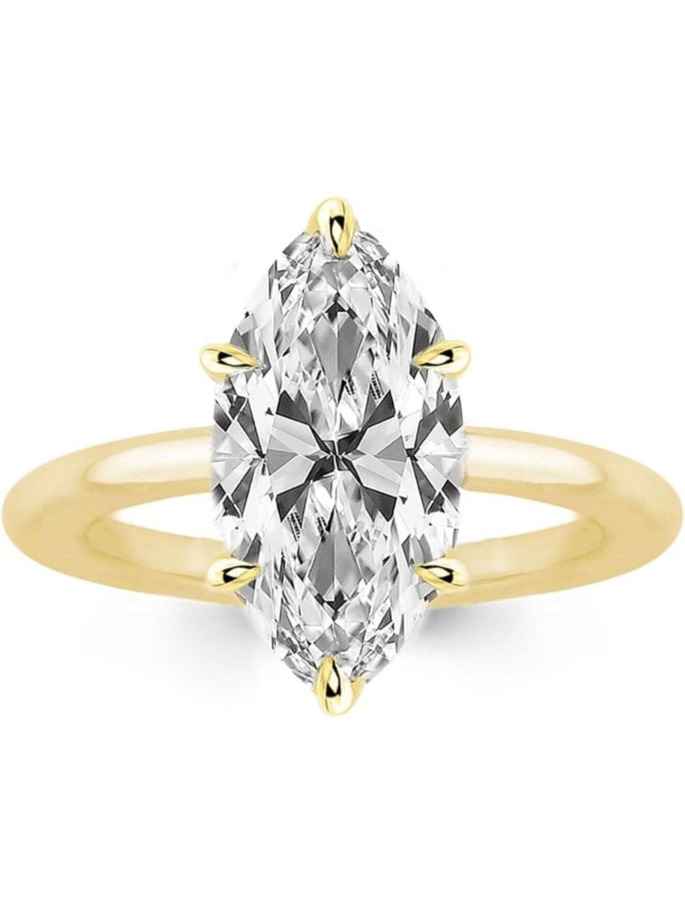 Stunning Elongated Marquise Cut Engagement Ring, Simulated Diamond in Sterling